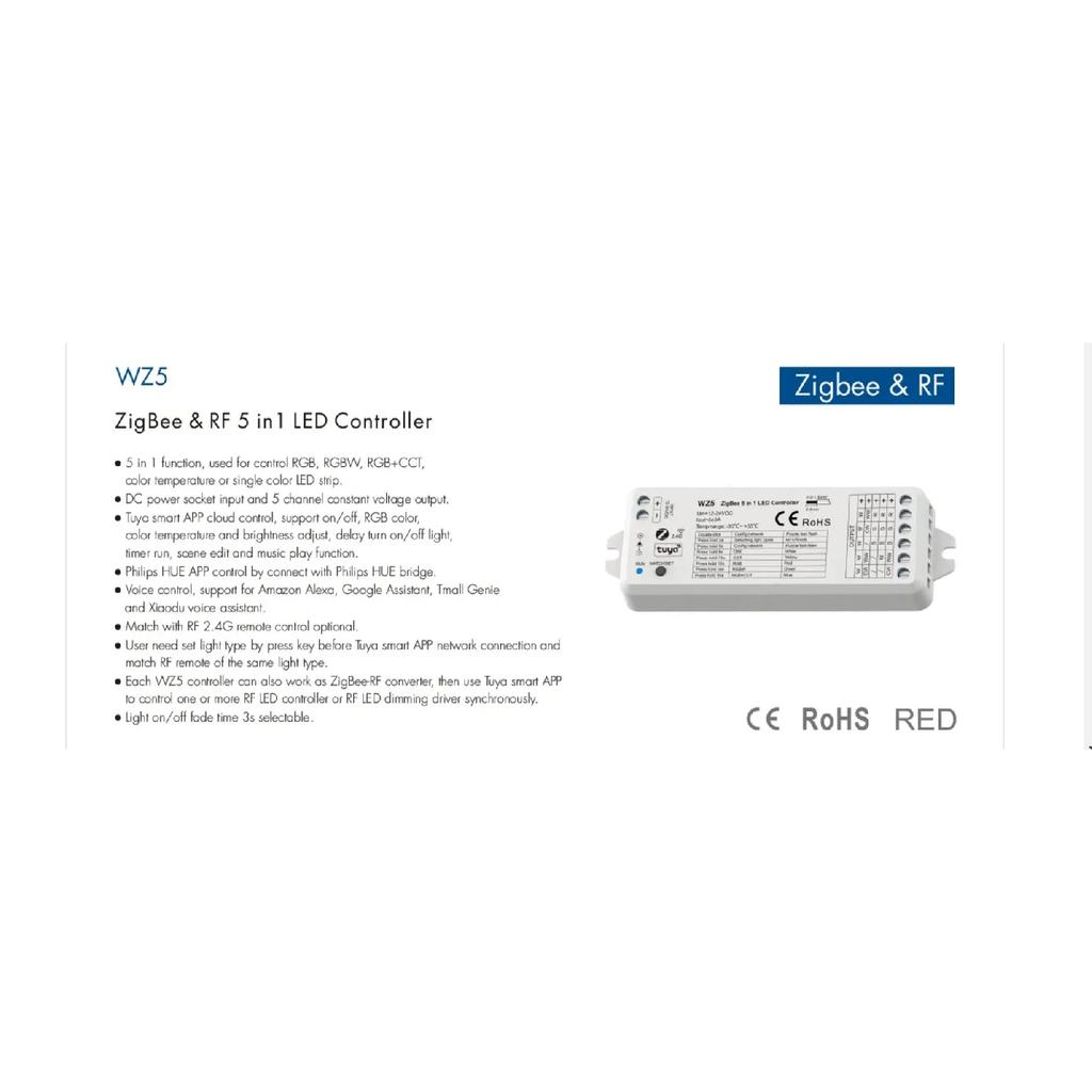 SKYDANCE ZigBee & RF 5 in1 CV Controller WZ5/WZ1 (Tuya App) WiFi WT5/WT1 Bluetooth WB1/WB5 RF 2.4G Voice switch Remote DC12-24V