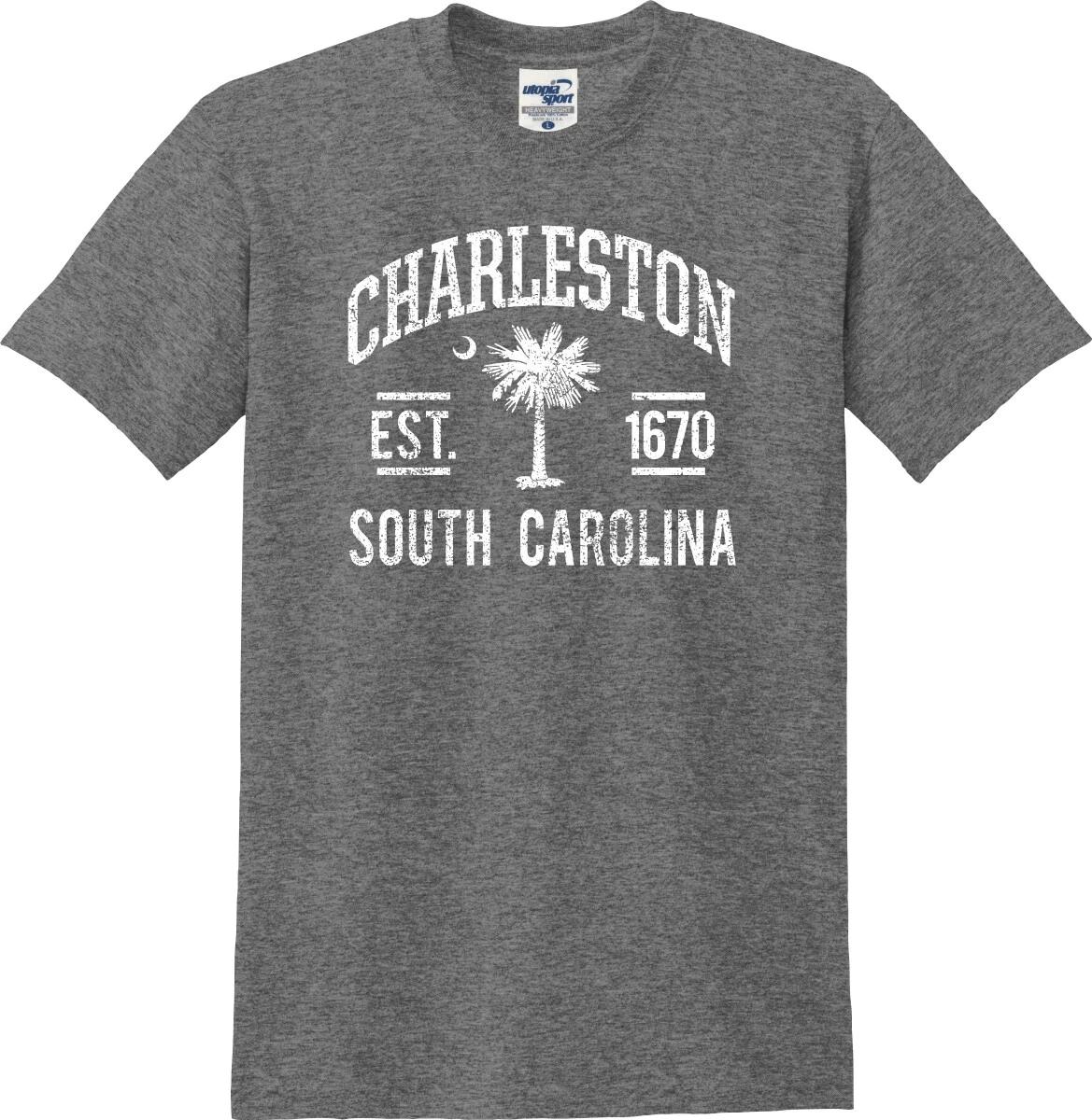 Charleston South Carolina Est. 1670 Palmetto Distressed Unisex T shirt (S-5X) S