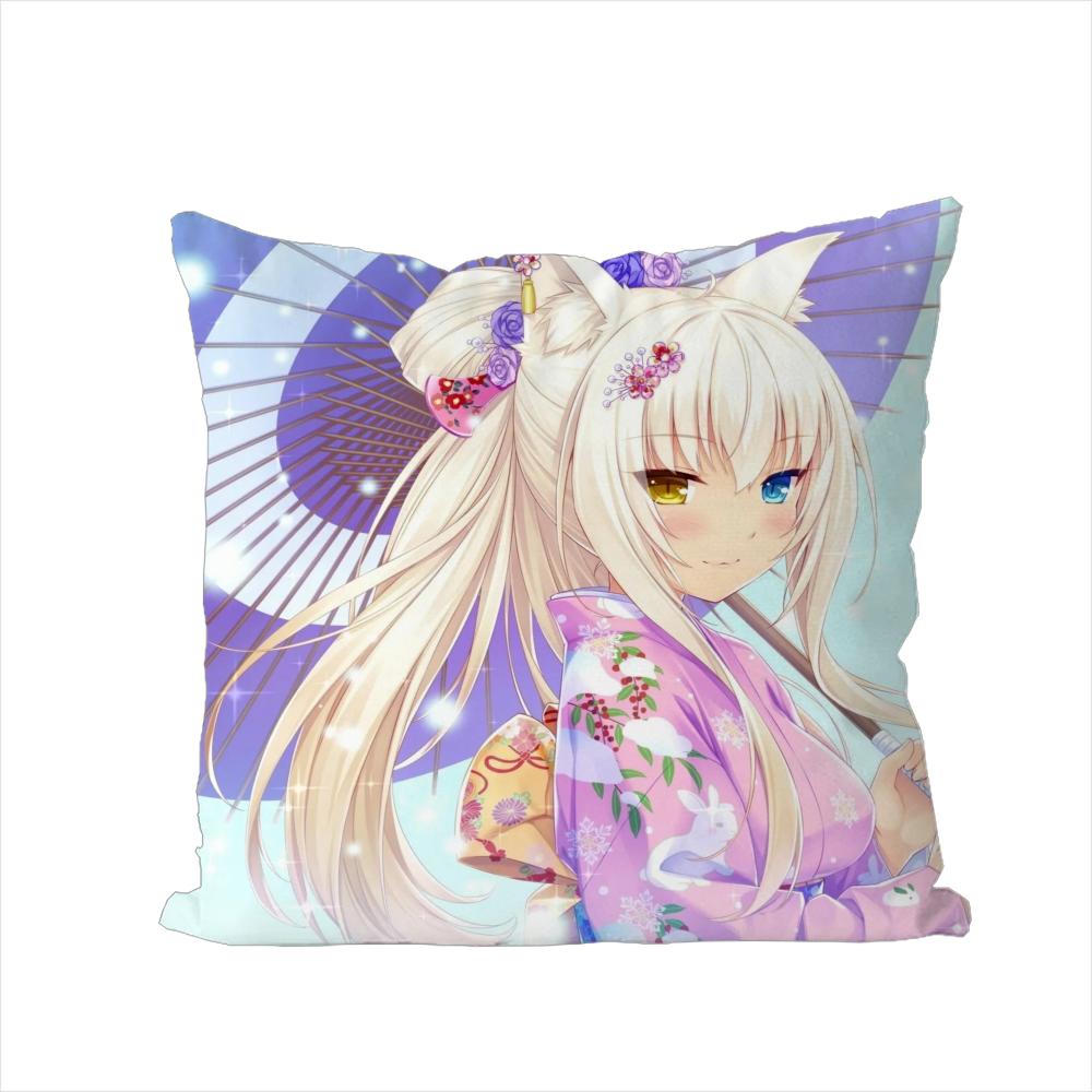 NekoPara Pillow Case For Car Sofa Decorative Home Doublesided Print Plush Square Throw Pillow Cushion Cover