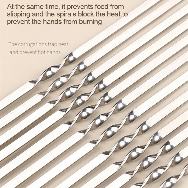 5/10Pcs Stainless Steel Barbecue Skewer Reusable BBQ Skewers with Storage Tube BBQ Needle Stick for Outdoor Camping Picnic Tool