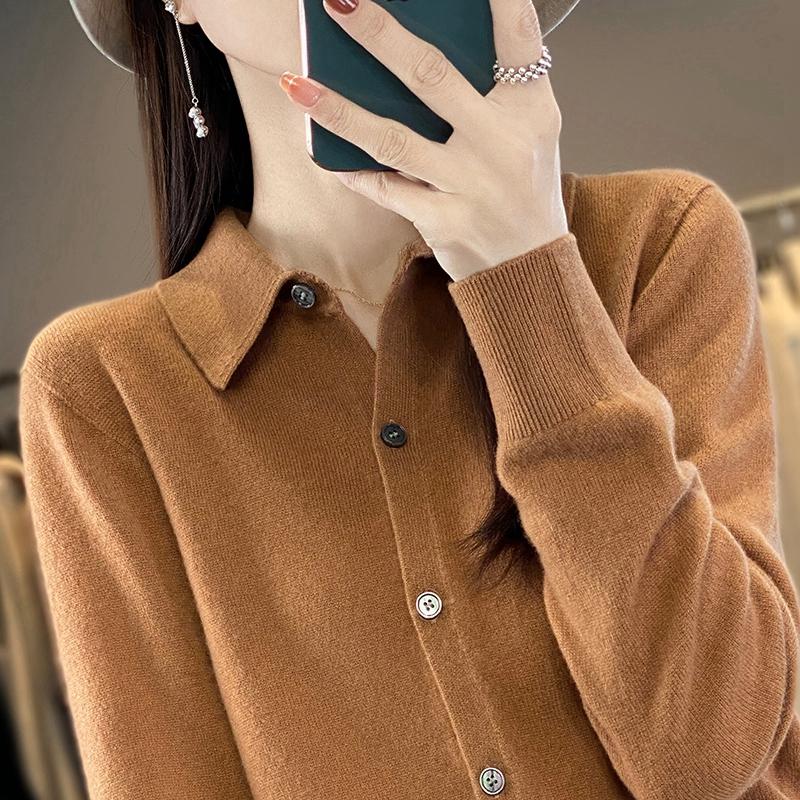 Women's Cashmere Cardigan Qinghe Cashmere 30% Cashmere 70% Wool Women's Autumn and Winter Cashmere Cardigan Soft and Warm