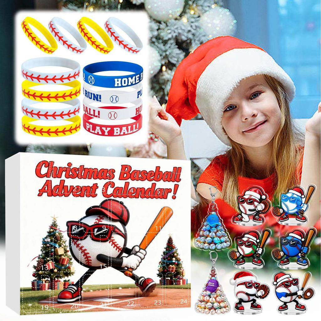 23denní vánoční adventní kalendář, baseballové hračky pro děti a teenagery, překvapení dárkové krabičky pro chlapce, dívky a teenagery, baseballové doplňky a dekorace