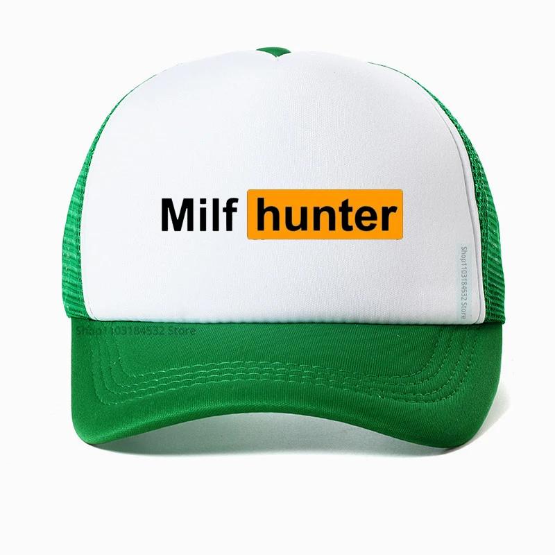 MILF Hunter Baseballkappe Lustiger Erwachsenenhumor Witz Für Männer, die Milfs Lieben Grafische Trucker-Kappen Sommer Outdoor Sonnenschutz Netzmütze