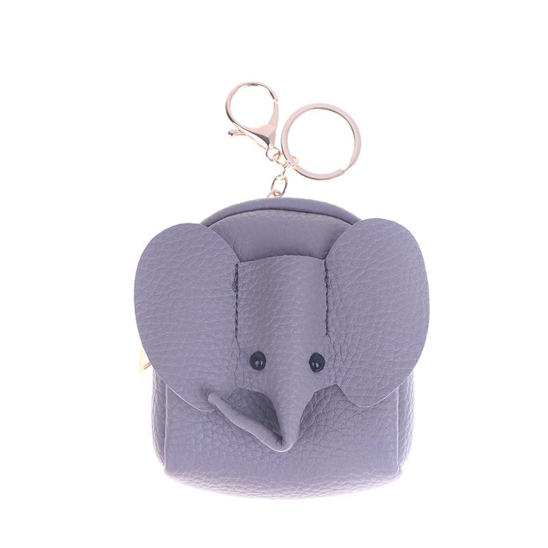 Pu Leather Elephant Money Bag Women Coin Purse With Key Ring Multifunctional Zipper Cartoon Storage Bags Key Case