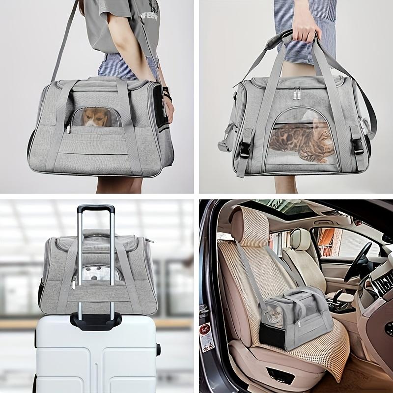 Portable Cat Carrier Bag, Breathable Polyester Soft-Sided Travel Pet Bag with Zipper Closure, Outdoor Pet Carrier