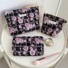 Borsa da Trucco Quotidiana Ricamata Floreale Vintage Astuccio per Cosmetici Portamonete Clutch di Grande Capacità per Donna Borsa da Toilette Portatile da Viaggio