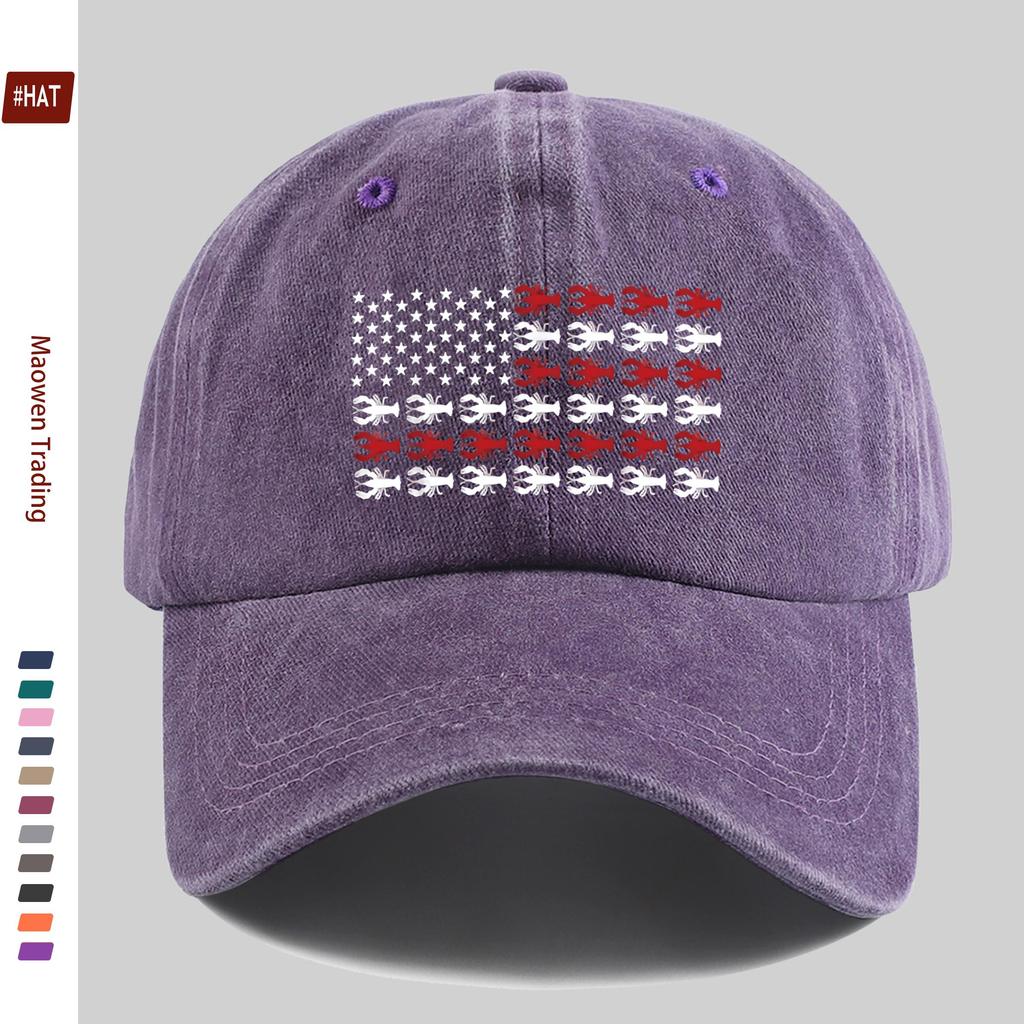 pc Vintage American Flag Lobster Season Theme Baseball Cap Lightweight Breathable Suitable for Spring Summer Design Sun Hat Tr