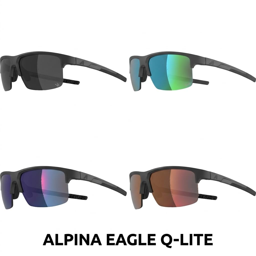 Sports High Contrast for EAGLE Matte [Alpina] Sunglasses, Mirror, Anti-Fog, Cycling/Running/Outdoor Use, Q-LITE, Midnight/Gray