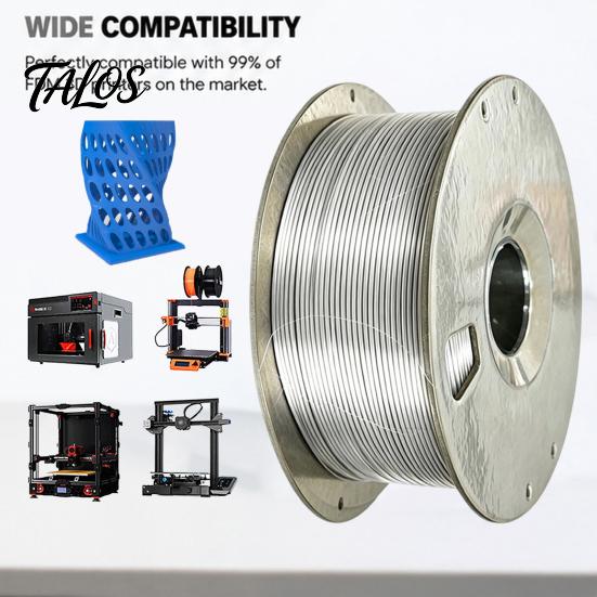 3D Printer Material 1.75mm Silk Silver PLA Filament for Printer, 1kg Spool Metallic Printing Consumables Shiny Filament, Neatly Wound DIY Models