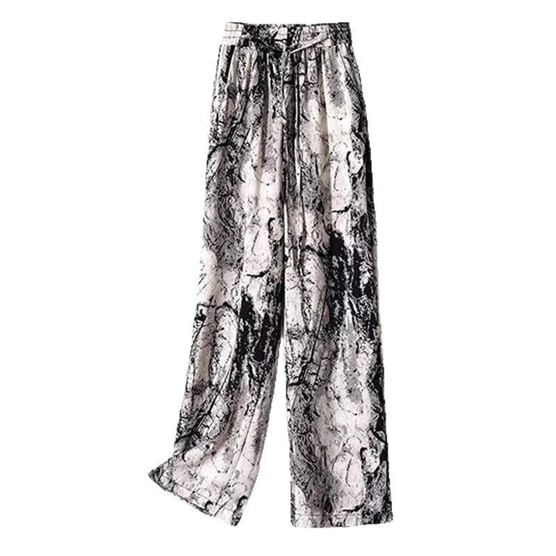 Ink Wash Harem Pants: Women's Summer Thin 2024 Tie-Dye, Mosquito-Proof, Ice Silk Lantern Pants