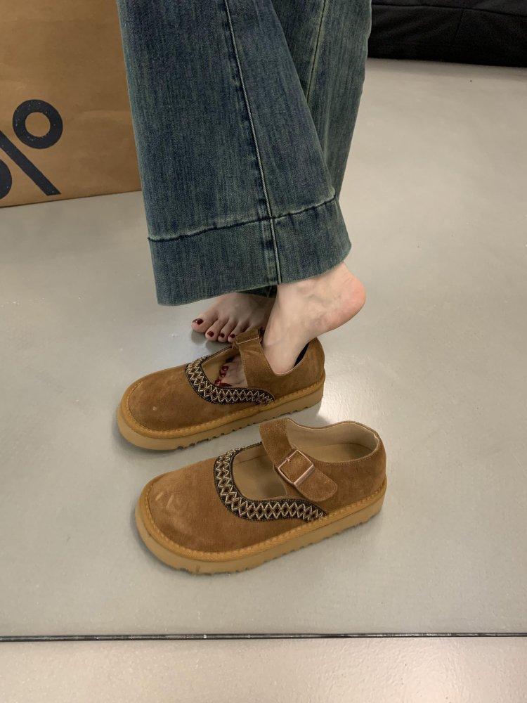Vintage Fashionable and Comfortable Female Moriatic Literary Single Shoes Thick Bottom Ugly Cute Mary Jane Bean Lady Shoes