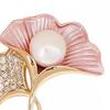 Ginkgo Leaf Brooch Elegant Faux Pearl Lapel Pin Rhinestone Leaf Brooch Pin for Women Coats Shirts Scarves Shawls Bags