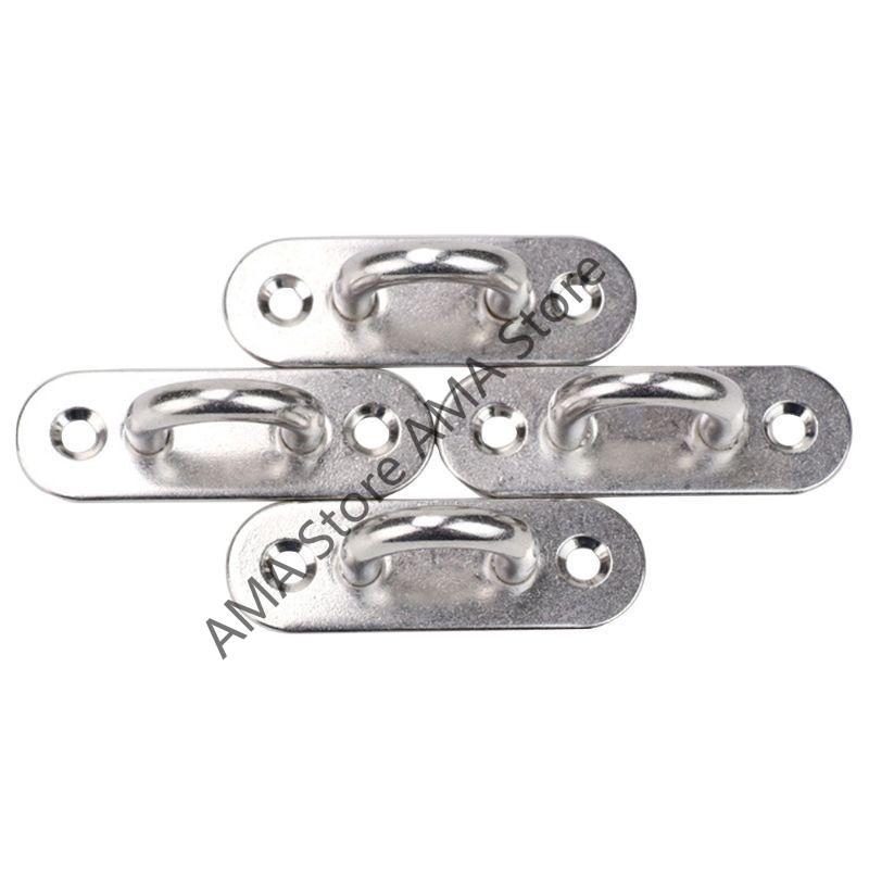X7JF 6Pcs Universal Kayak Boat Deck Fixing Buckle 5mm Eye Plate Oblong Pad Hardware