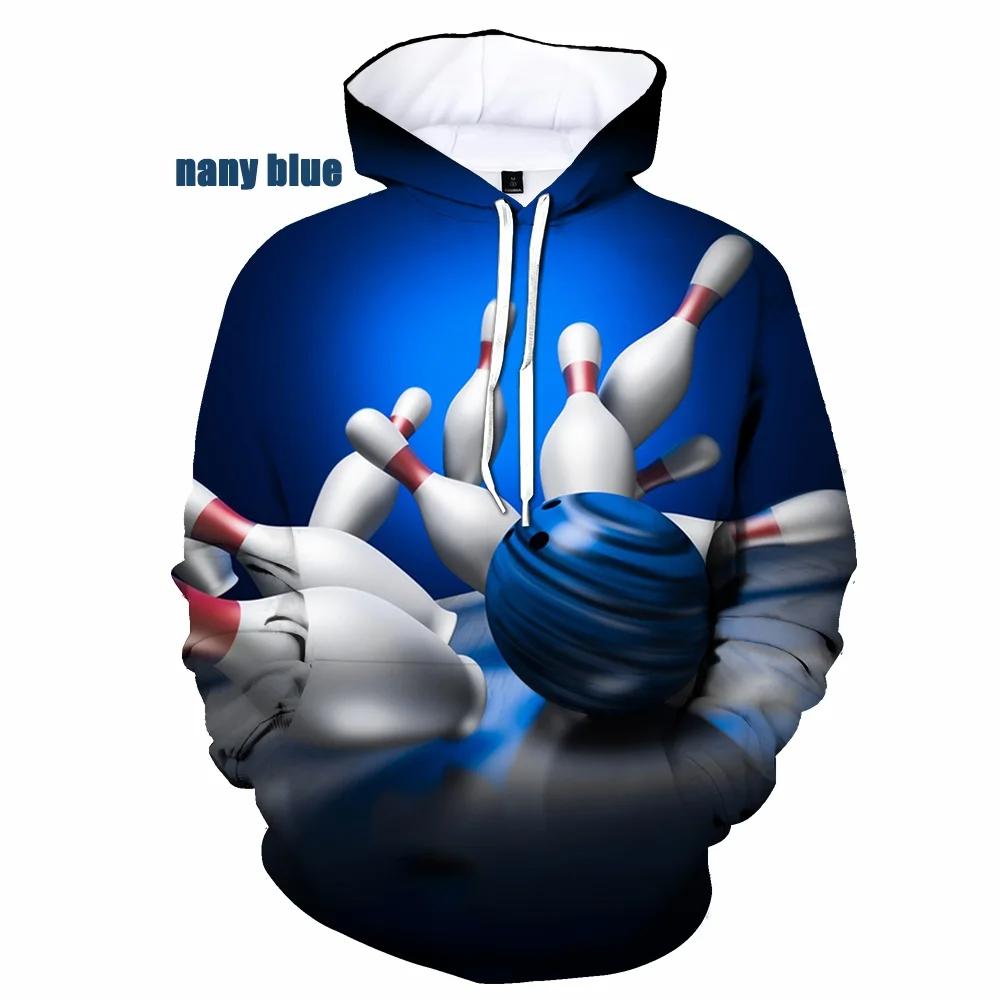 Bowlingová koule Mikina Pánské/dámské 3D potisk Mikiny s kapucí Podzimní Mikina s dlouhým rukávem Dětské mikiny pro volný čas Pánské Mikiny Mikina