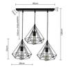 40Watts 3-Lights Black,Metal Chandelier, Diamond Hanging Pendant Light for Home Decoration Lamps, Linear Cluster