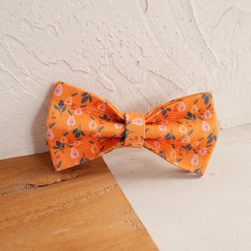 MUTTCO Cherry Pear Pet Collar with Bow Tie - UBT-182 L (11*6CM)