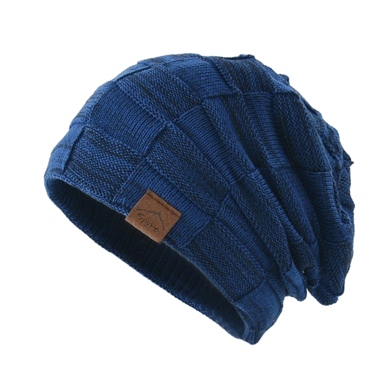 

Зимняя подростковая шапка-бини, свободная, с плюшевой подкладкой, шапка в клетку, взрослая, для зимнего шоппинга, реквизит для фотосъемки синий