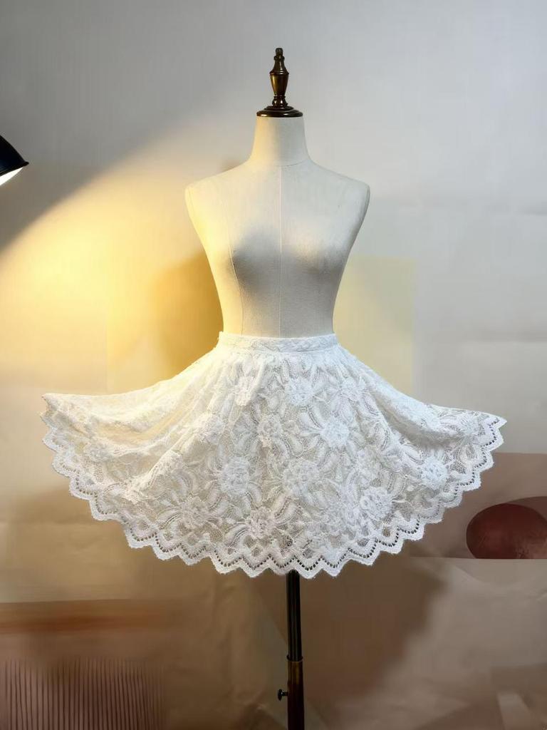 Upgraded Plus Size Lace Skirt: Autumn/Winter Thickened Base with Hem & Butt Cover