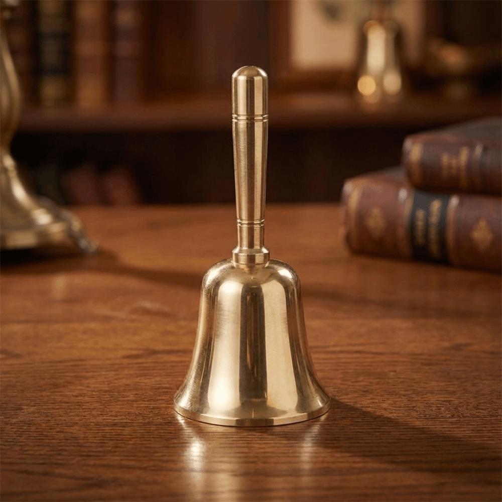 Vintage Pure Copper Hand Bell Extra Loud Hand Cranked Bell Solid Brass Call Bell  School Bell