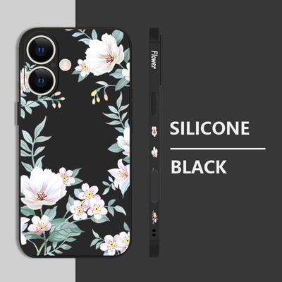 Plain Floral Pattern Shockproof Soft Case For iPhone 17 16 Pro Max 15 14 Pro 13 12 Mini 11 16e 17e Lanyard TPU Lens Protection Slim Matte Phone Cover