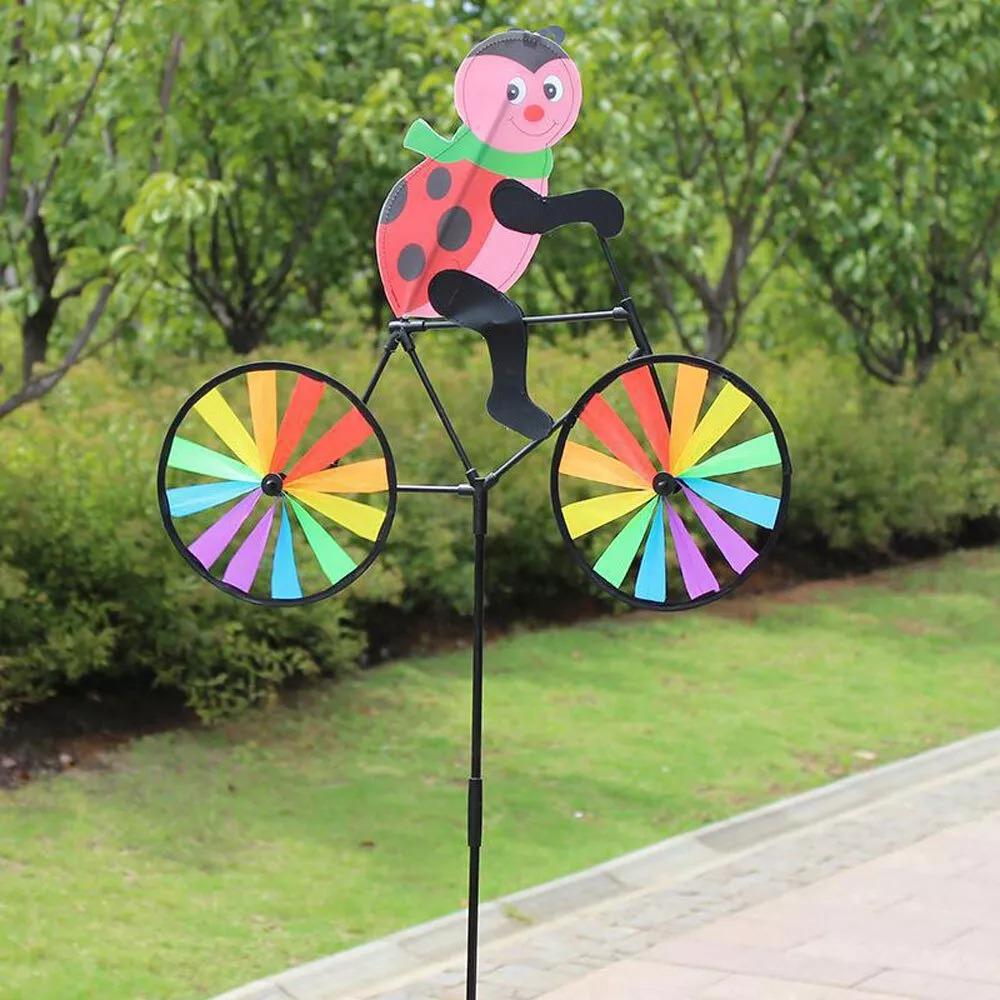 Yard Lawn Decor Animal Bicycle Wind Spinner Bee Outdoor Windmill Durable Bicycle Windmill