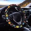 15inch Cow Sunflower Auto Steering Wheel Cover for Women Men Sunflower Lover,Brown Cowhide Steering Wheel Cover Protector Accessory Elastic and Anti
