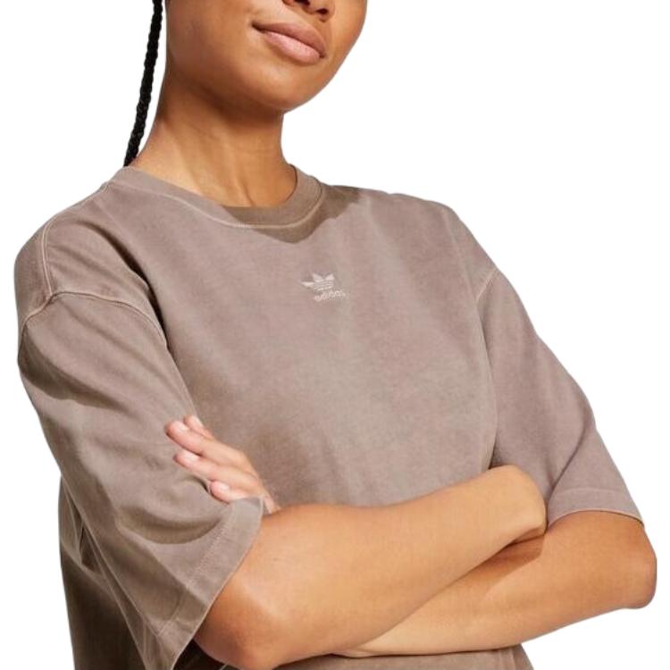 adidas Originali Confortevoli alla Moda Versatili T-Shirt a Maniche Corte Top da Donna Marrone Ombra JD5347