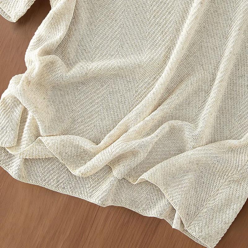 Siboshe Women's Linen Blend Slim-Fit Round Neck Knit Top