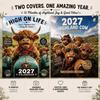 Nástěnný kalendář 2027 s kravami z Highlands Vtipný kalendář, Roztomilé hospodářské zvíře 12měsíční Kancelářský závěsný Skotský plánovač pro rustikální domácí dekoraci Umění Obývací pokoj