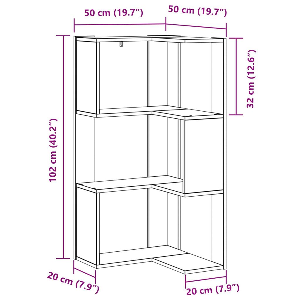 Bookshelf Black Oak Effect 50 x 50 x 102 cm
