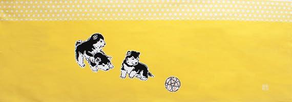 

Dyeing Anbo Hand Towel Puppy in Gardenia Authentic Dyed Cotton Tokuoka Made in Japan 35cm x 100cm Rolling Color 100%