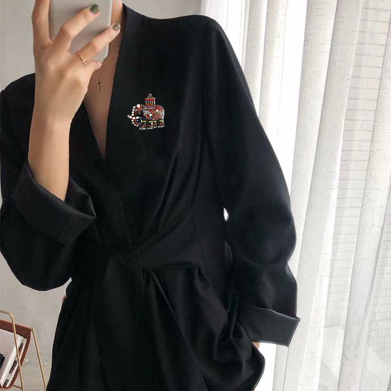 Broches d'éléphant en émail incrusté de strass pour femmes et hommes, unisexe, personnalité, perle en métal, broches d'animaux, bijoux cadeaux