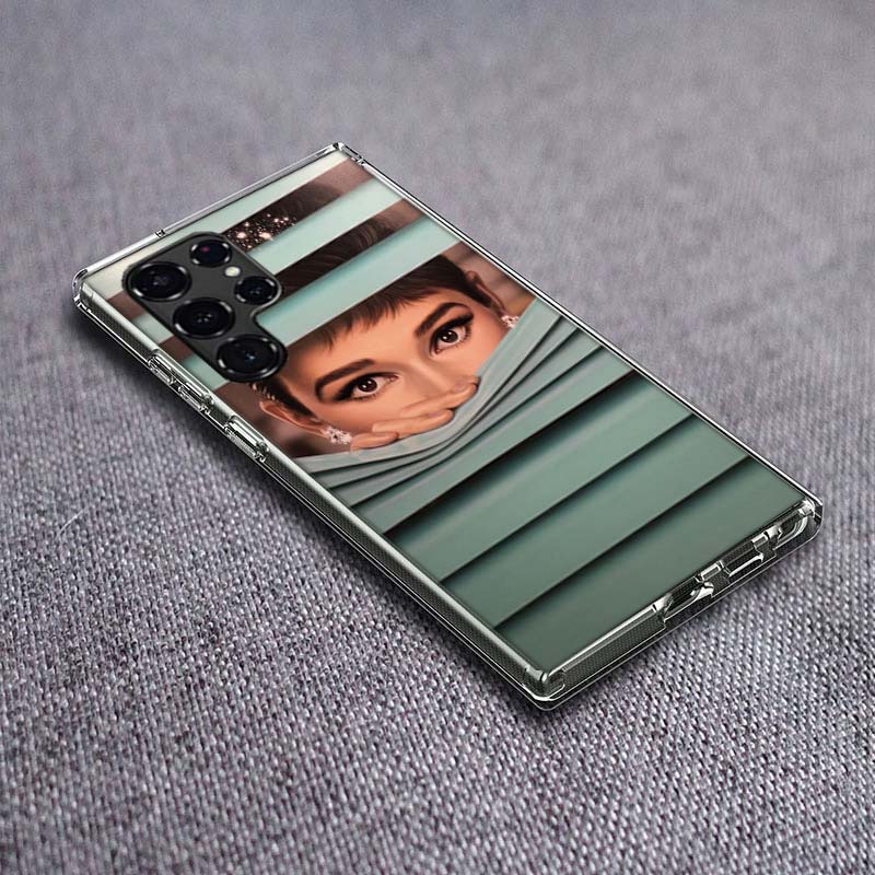 Audrey Hepburn Phone Case For Samsung Galaxy S24 S23 S21 S20 FE S22 S26 Ultra S25 Edge S10 Plus Cover Clear TPU Capa Shell Coque