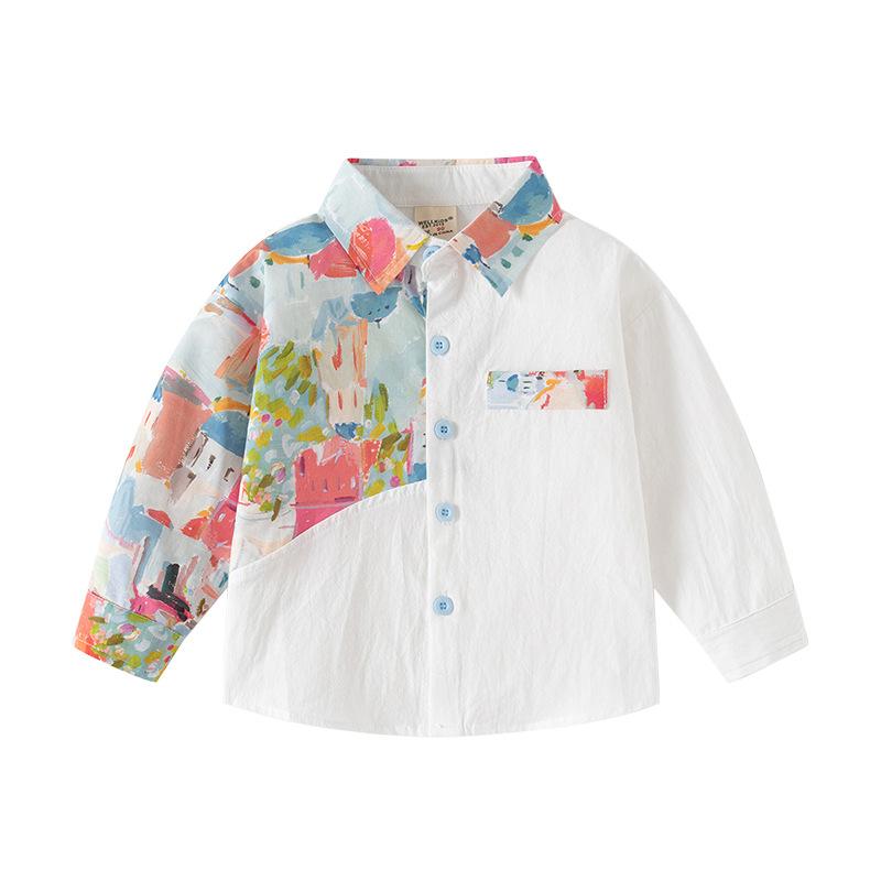 Kinderhemden Jungen Freizeit-Tops Mädchen 2025 Herbsthemd neu Baby Cartoon bemalte Tops