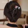 Pink & White Double Rose Clip - Retro French Pearl Hairpin