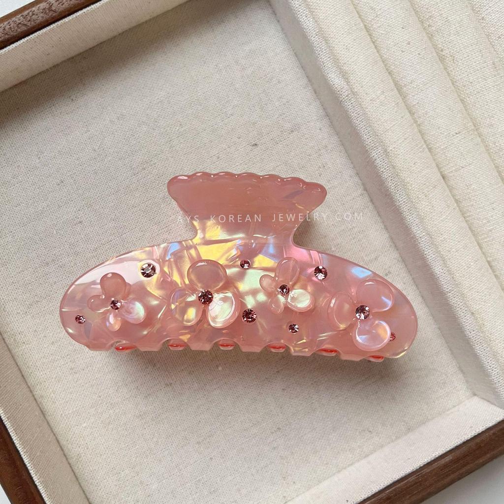 Aiyisi Korean Forest Style Rhinestone Flower Hair Clip - Creative Sweet Girl Shark Clip.