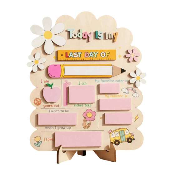Kids Study Planner First and Last Day of School Board Sign for Kids, Reusable Wooden Cute Desktop Decor Chalkboard Sign, Writing Daily Notes Schedules
