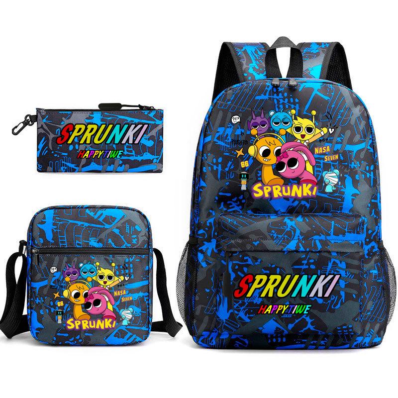 Boys Backpack Rhythm Box Treasure Children's School Bag Anime Satchel Pencil Bag Oxford Cloth Elementary School Student D