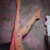 Oil shiny blue butterfly print silk stockings ultra-thin silk smooth large size anti hook silk horse oil stockings sexy open cro