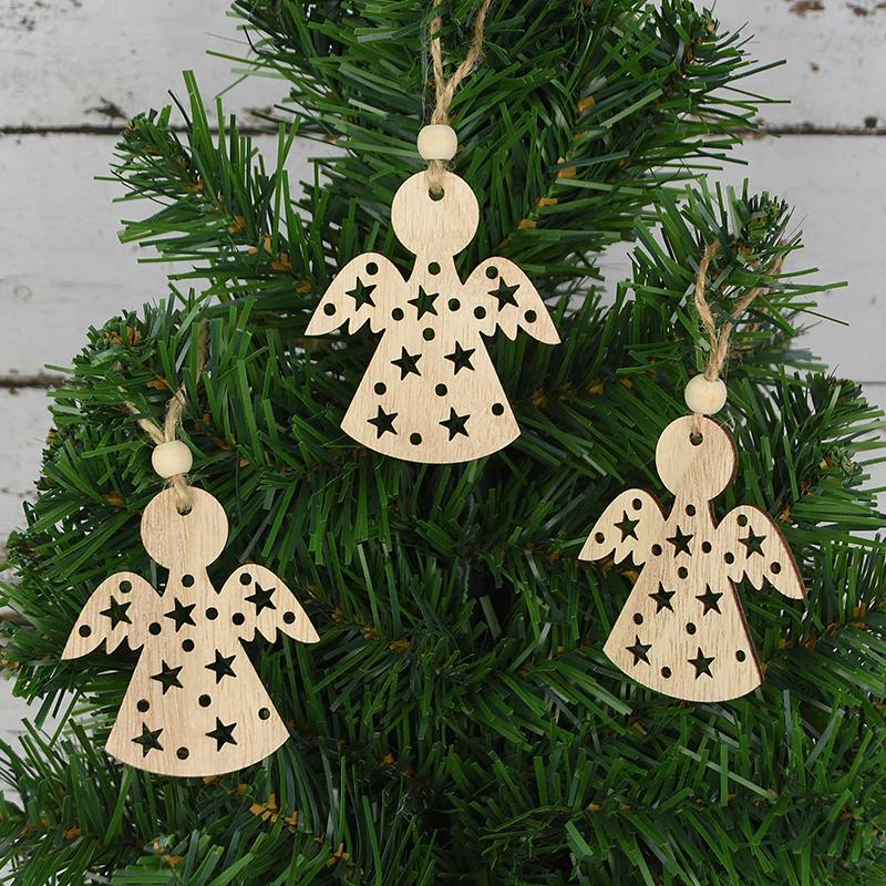 3 Stück Vintage Weihnachten Holzanhänger Ornamente DIY Holzhandwerk Weihnachtsdekorationen Weihnachtsbaum Hängeornamente Geschenke