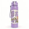 1PC Wreath Wildflower Art 750ml Color Plastic Sports Water Bottle Leakproof Flip Straw Lid Suitable for Sports Office Home Use