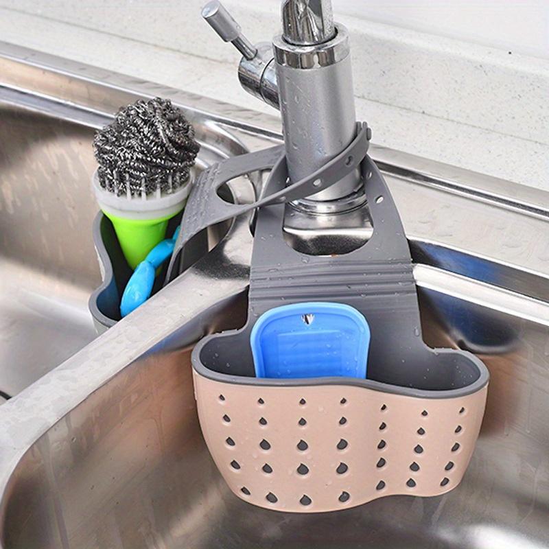 Modern Plastic Hanging Basket  Adjustable Shoulder Strap Sink Organizer with Multifunctional Drainage Spongen Rack Kitchen Tool