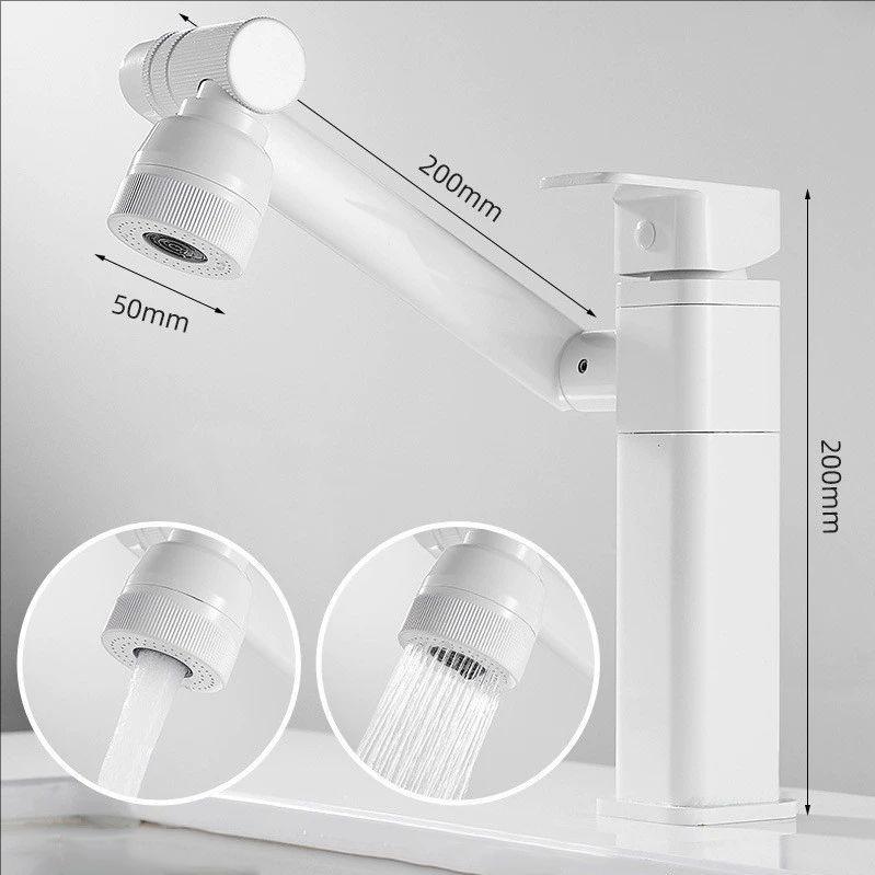 Multifunction Bathroom Faucet Square Sink Faucet Hot Cold Water Mixer Crane Deck Mounted 1080° Universal Water Taps