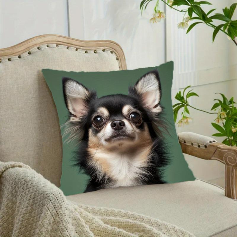 Capas de Almofada Decorativas com Estampa de Chihuahua para Cadeira Sala de Estar Capa de Almofada Aconchegante com Zíper Capas de Almofada para Sofá Quarto Decoração de Casa Interior
