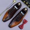 Brand Designer Mixed Color Oxford Dress Shoes Men Genuine Leather Handmade Lace Up Business Office Formal Wedding Shoes