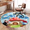 Blue Smurfs Pattern Round Rug, Indoor/Outdoor Mat, for Picnic, Gameroom, Bedroom, Office, Living Room, Home Decor Carpet, Birthday Gift