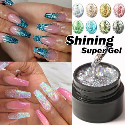 1 szt. Hybrydowy żelowy lakier do paznokci Fashion Glitter Super Platinum Nail Gel