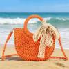 Yogodlns Fashionable Wicker Basket Bag Women's Single Shoulder Slant Cross Handmade Woven Grass Bag Casual Travel Style Small Bag