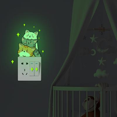 Leuchtender gestapelter Katze Cartoon Schalteraufkleber