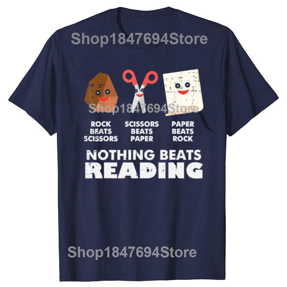 Funny Nothing Beats Reading Book Librarian100% Cotton T-shirts Men Fashion Casual Tshirt Loose Oversized Streetwear T Shirt